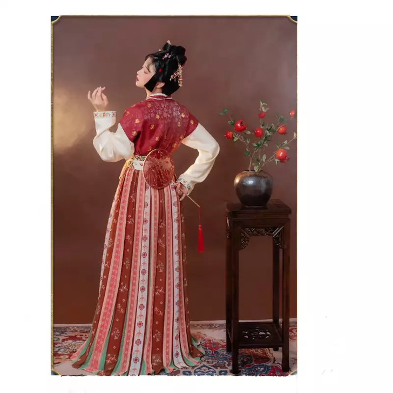 MoYuMao-disfraces de fiesta de Halloween para mujer, vestido tradicional chino real, Dinastía Tang, Hanfu rojo, Ropa de baile, falda de 4M