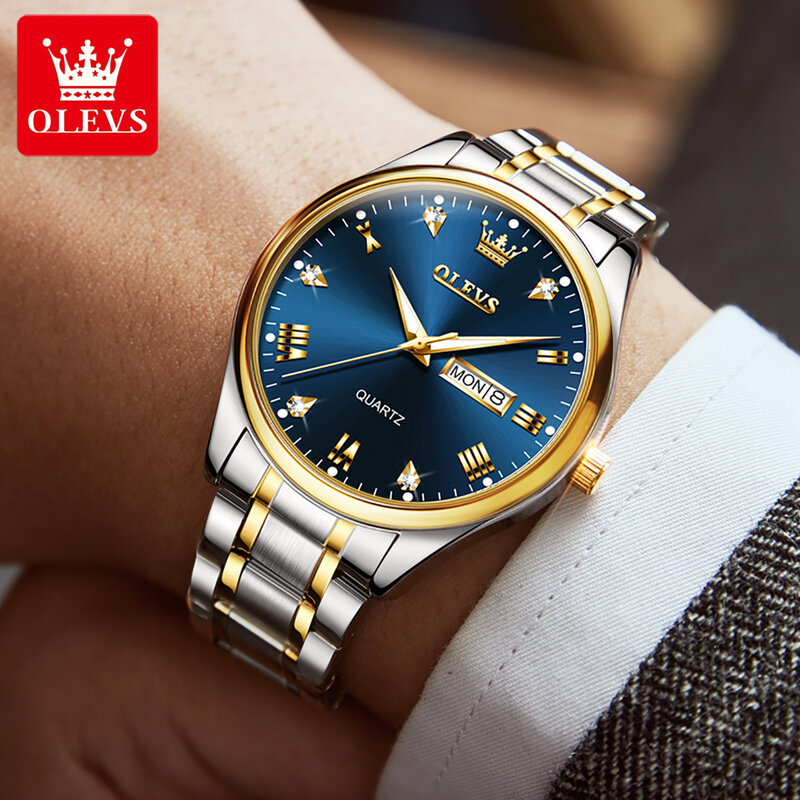 Olevs Quartz Horloge Voor Mannen Top Luxe Merk Zakelijke Mannen Horloges Waterdicht Sport Horloge Lichtgevende Rvs Horloges