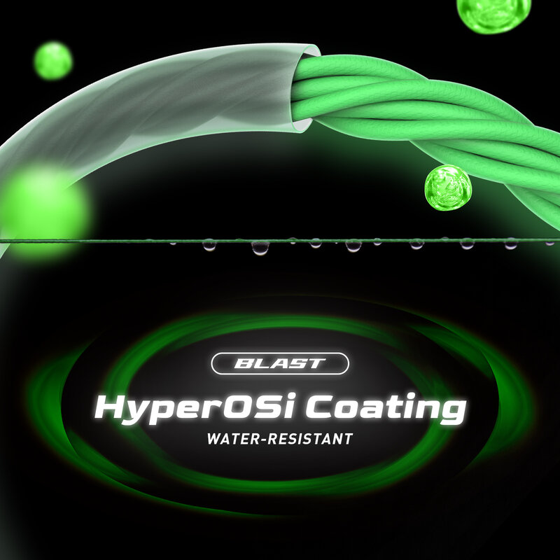 HANDING Blast 편조 낚싯줄, 초박형 및 강력 PE 라인, HyperOSi®코팅 독일 기술 매듭 우물 낚싯줄