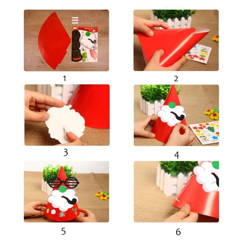 Chapeau de Père Noël en Papier Fait à la Main, Article de Bricolage, Jouet, Elk, Père Noël, pour Maternelle