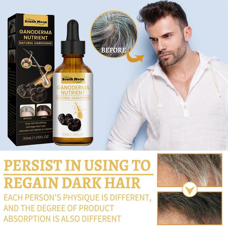 30ml Oil Anti Greying Hair Serum White To Black Anti-frizz Repair Scalp Hair Care Gray White Hair Treatment Serum Black Hair