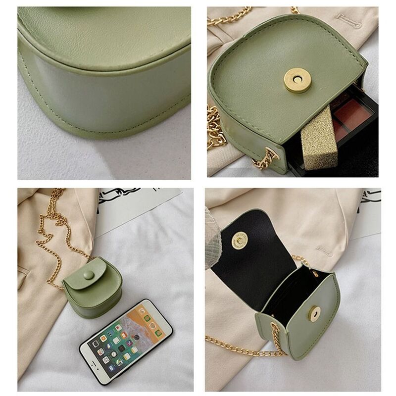 Wallet Card Holder PU Leather Messenger Bag Small Bag Mini Saddle Bag Female Handbag Women Shoulder Bag Chain Crossbody Bag