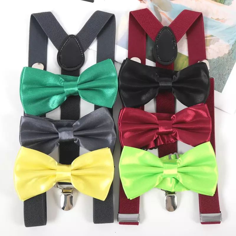 New Suspenders Bowtie Sets Mens Women Party Wedding Y-Back Shirt Braces Butterfly Belt Bow Tie Suit Accessories Gift