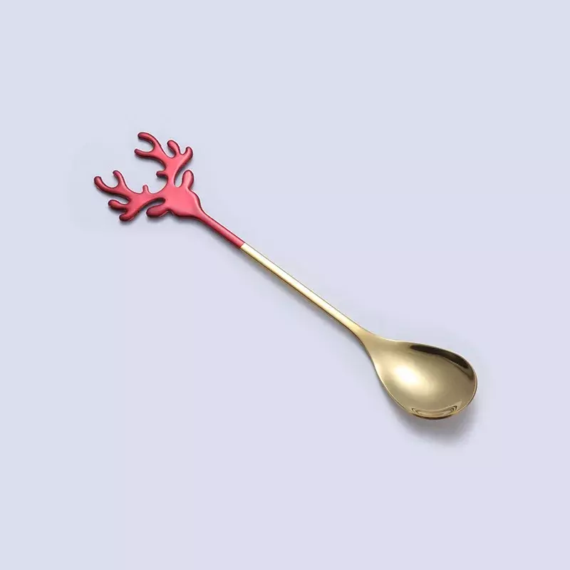 1pcs Stainless Steel Cartoon Christmas Elk Spoon Cute Deer Head Mini Ice Cream Spoons Coffee Dessert Stirring Spoon