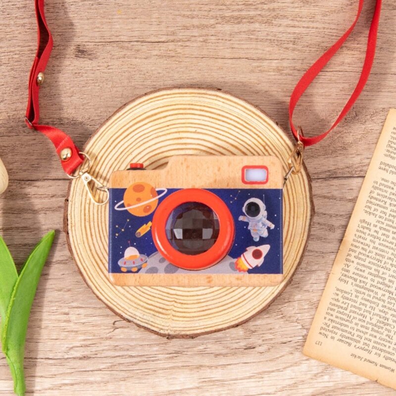 Giocattolo per fotocamera Montessori Giocattolo creativo per caleidoscopio Macchina fotografica in legno Giocattolo per precoce