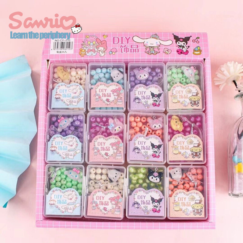 24pcs Sanrio Kuromi Melody Cute Girl Diy Bracelet Pendant Plastic Beading Handmade Stationery Store Wholesale