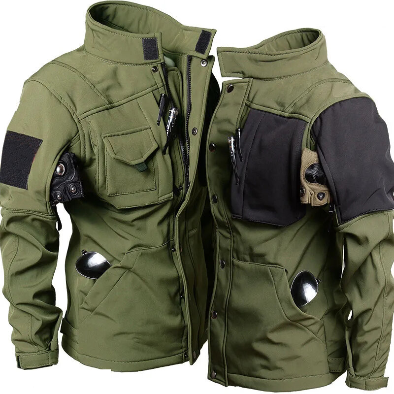 Military Fleece Warm Sets Men Shark Skin Soft Shell Tactical Jacket+Army Cargo Pant 2 Pcs Suits Outdoor Windproof Waterproof Set