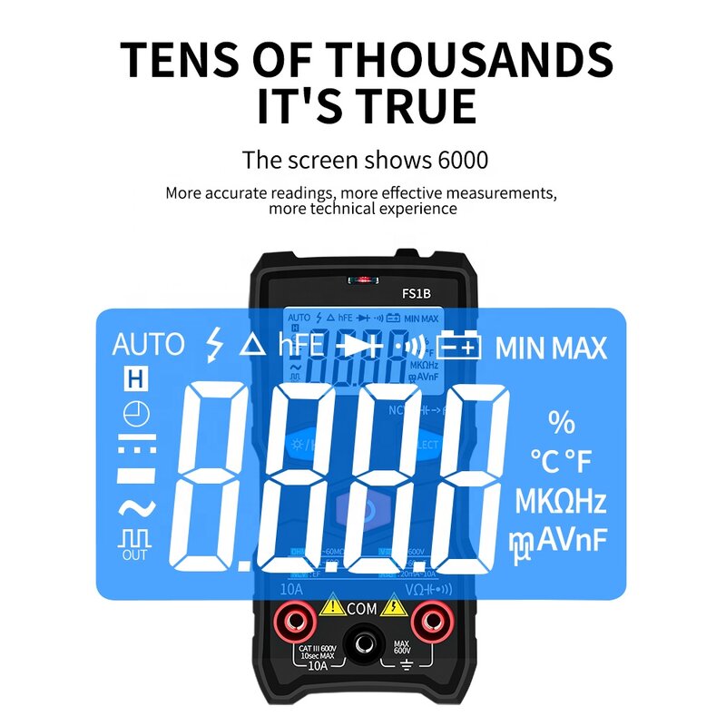 LED flash light+backlight LCD display automatic measuring FS1B digital multimeter with silicone protective sleeve