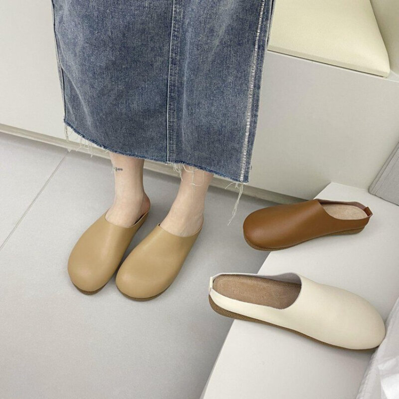 รองเท้าแตะแฟชั่นสำหรับผู้หญิง Baotou, รองเท้าแฟชั่นรองเท้าผู้หญิงแบนรองเท้าผู้หญิงรองเท้าแตะพื้นนุ่มอเนกประสงค์คลาสสิก