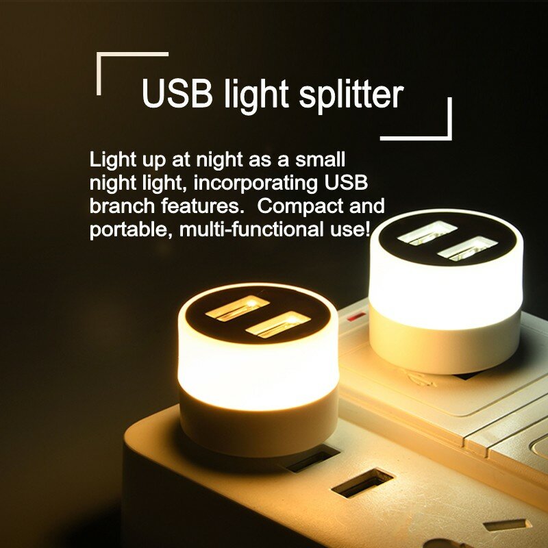 Mini wtyczka USB przenośna lampa do ładowania LED z lampką do czytania mała okrągłe światło mała lampka nocna