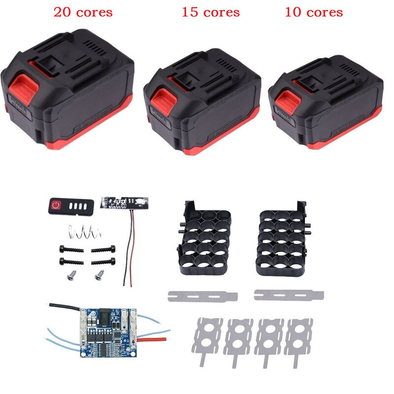 Caja de plástico para batería Makita, caja de almacenamiento de 10/15/20 núcleos, placa de carga PCB, accesorios para herramientas eléctricas