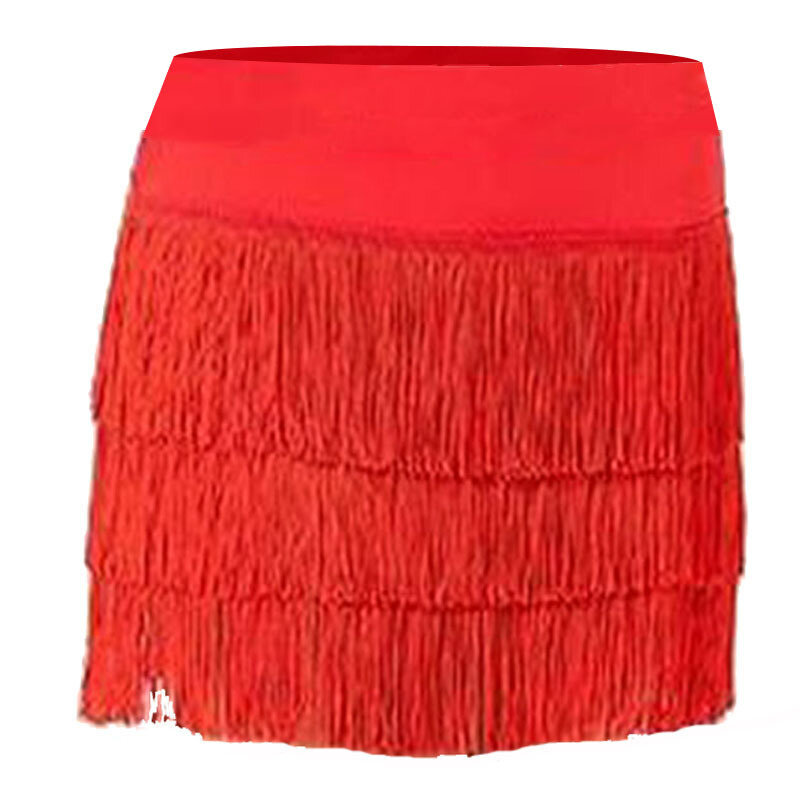 Falda corta de baile latino para mujer, vestido Sexy Tricolor, Espalda descubierta, tres capas, hombro, Senba, rojo, Dango, naranja, amarillo, 2023