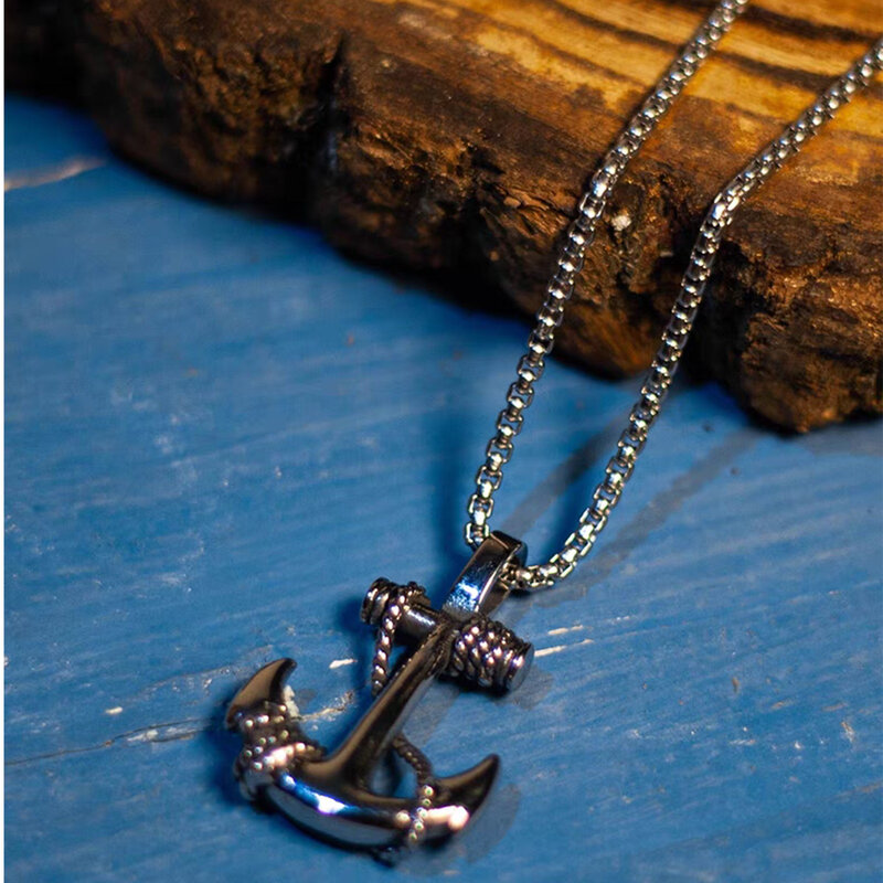 Men's Stainless Steel Nautical Surf Beach Anchor Pendant Necklace Accessory