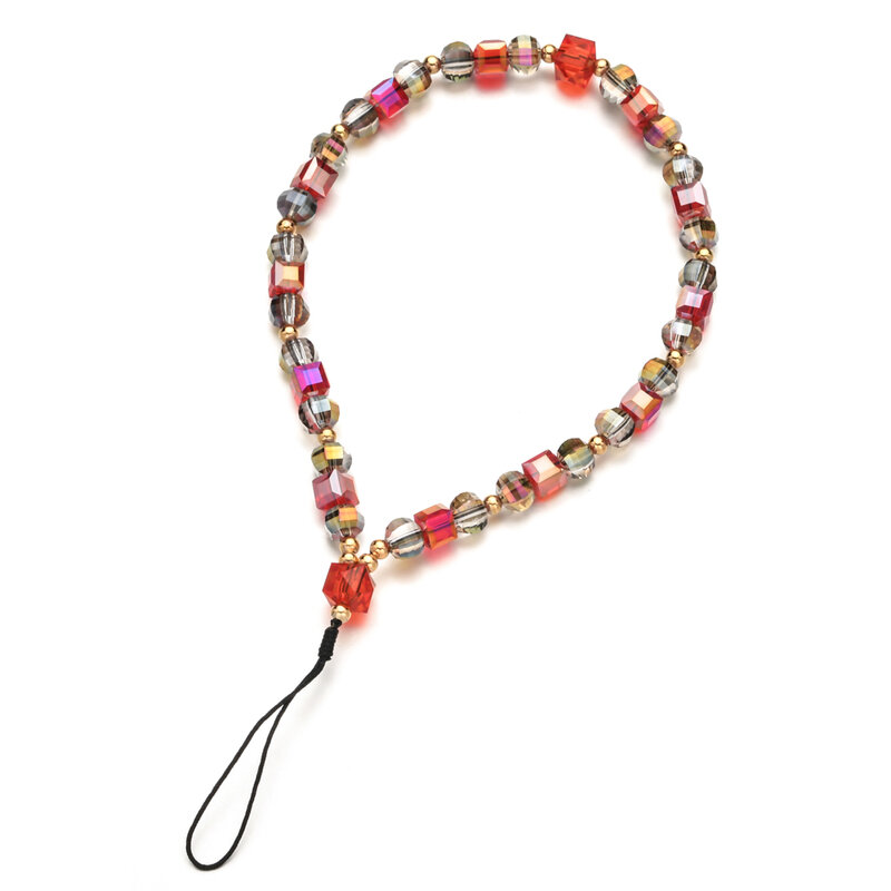 New Glass Stone Beaded Anti Lost Phone Strap Telephone Jewelry Wrist Lanyard Phone Chain For Women Girls Anniversary Gift