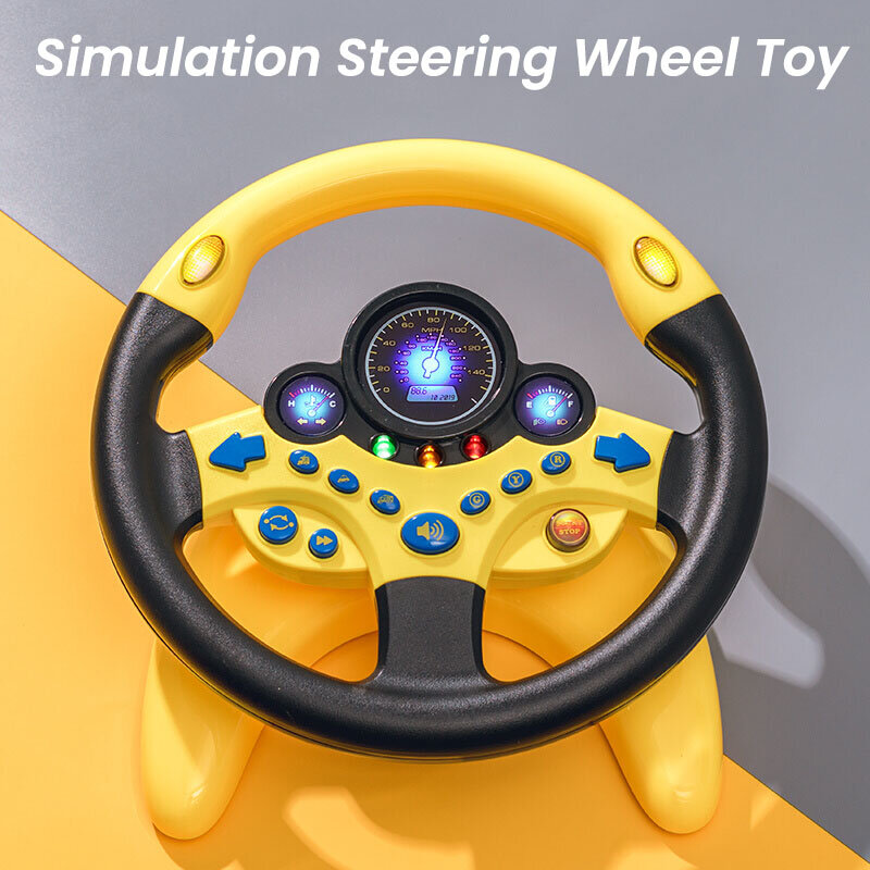 Juguete de volante de simulación eléctrica brillante para niños con sonido ligero, cochecito educativo temprano, juguetes vocales