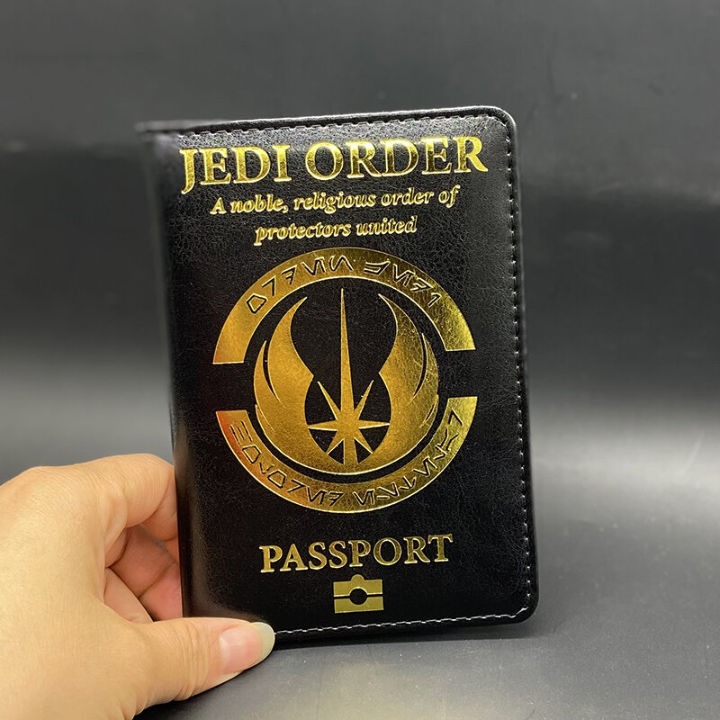 Carteira de viagem de couro PU para homens e mulheres, capa de passaporte, símbolo Jedi Order, logotipo para passaportes, filme fashion
