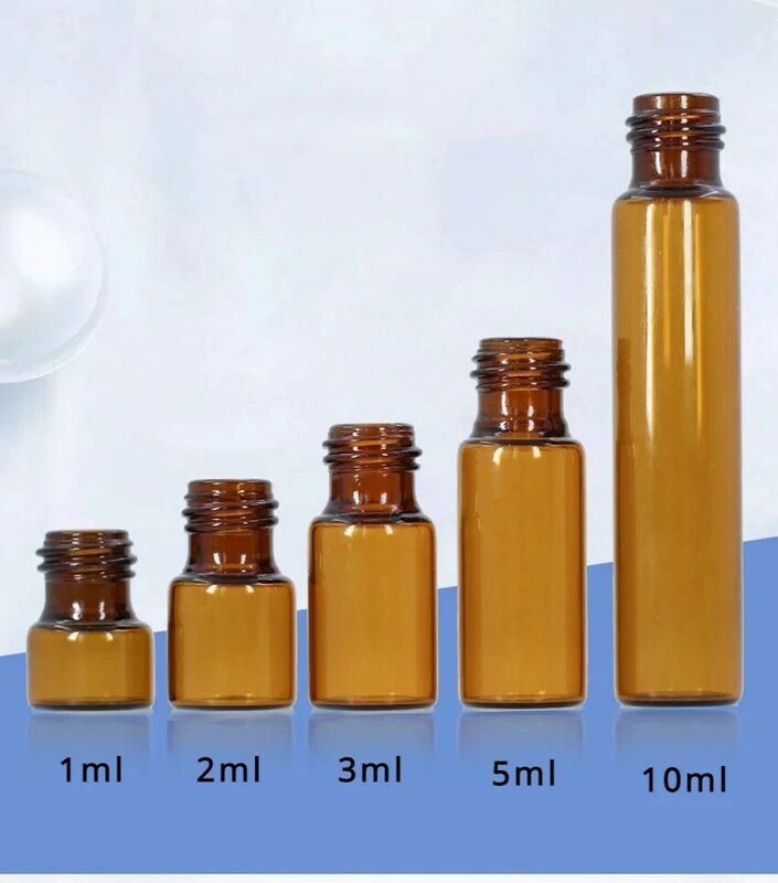 Botella de aceite de vidrio esencial, Bola de rodillo ámbar vacía, contenedor de líquido rellenable, herramientas de maquillaje de 1/2/3/5/10ML, 5 unidades