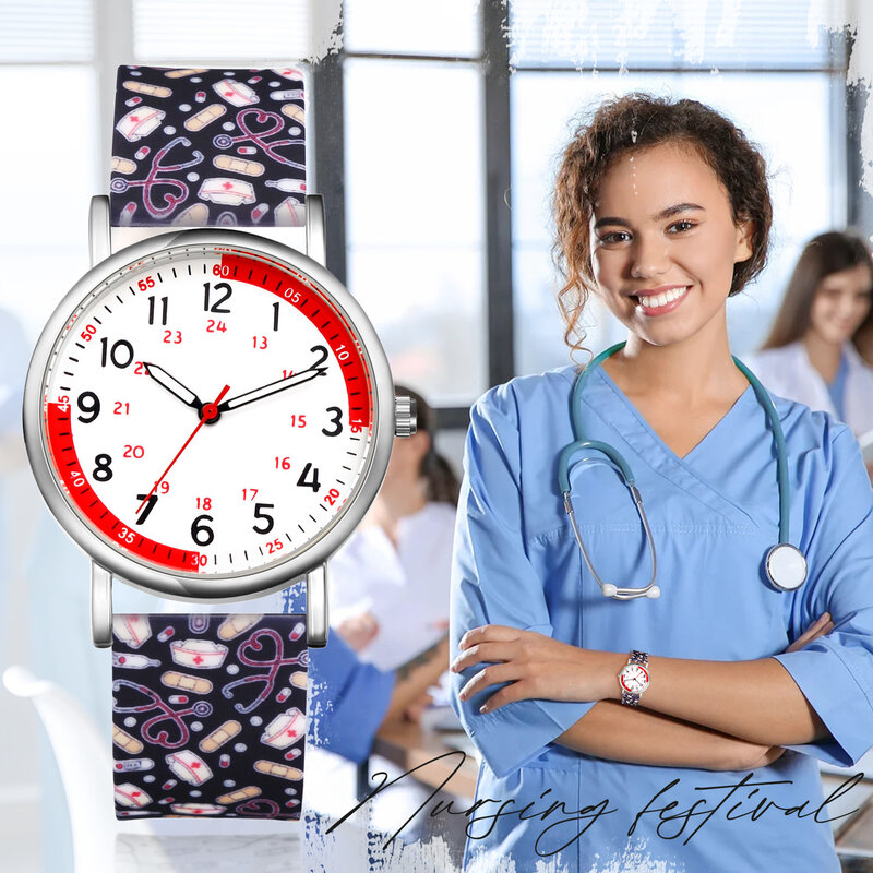 Lancardo-看護師、防水医師の時計のためのクォーツ時計、読みやすい、デジタルシリカゲル、ファッション