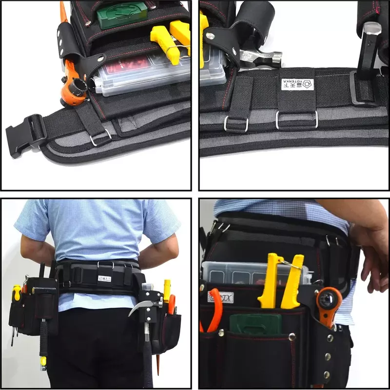 Cinturón de herramientas profesional de alta calidad, bolsa de cinturón de suspensión, protector de cintura ensanchado, herramientas de electricista, carpinteros