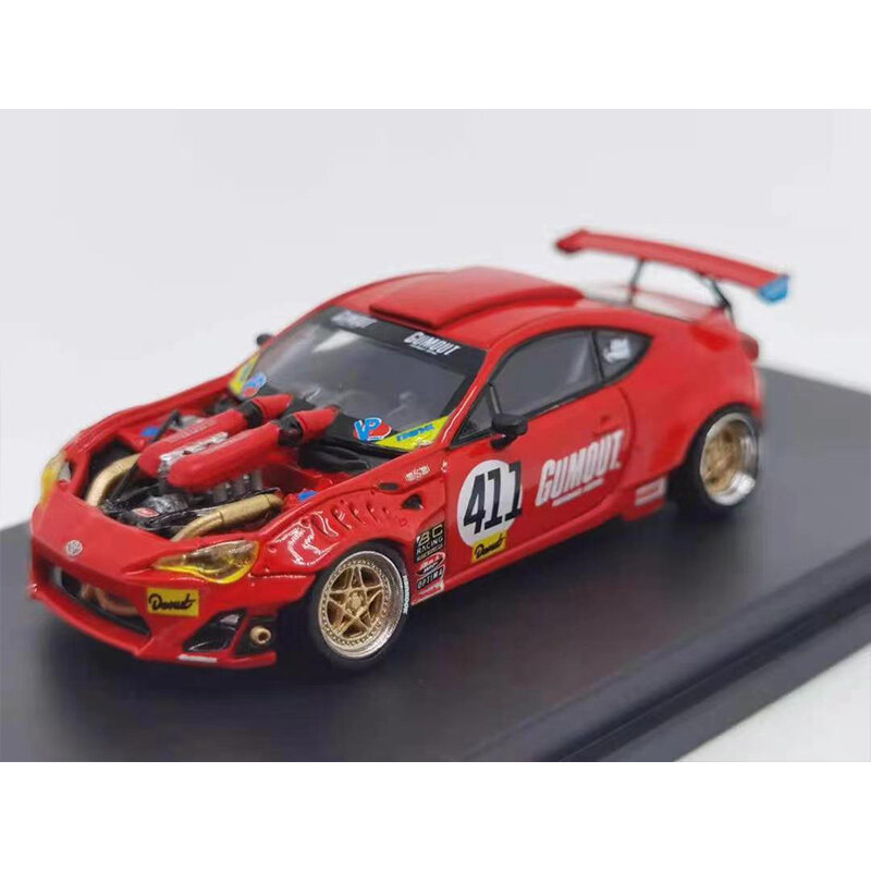 In Stock 1:64 GT86 + 458 Engine GT4586 GULF Alloy Diorama Car Model Collection Miniature Carros Toys HKM DCM
