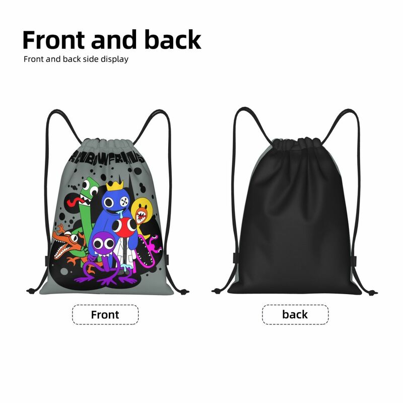 Cute Rainbows Friend Play Gamer Drawstring Backpack Women Men Gym Sport Sackpack Foldable Shopping Bag Sack