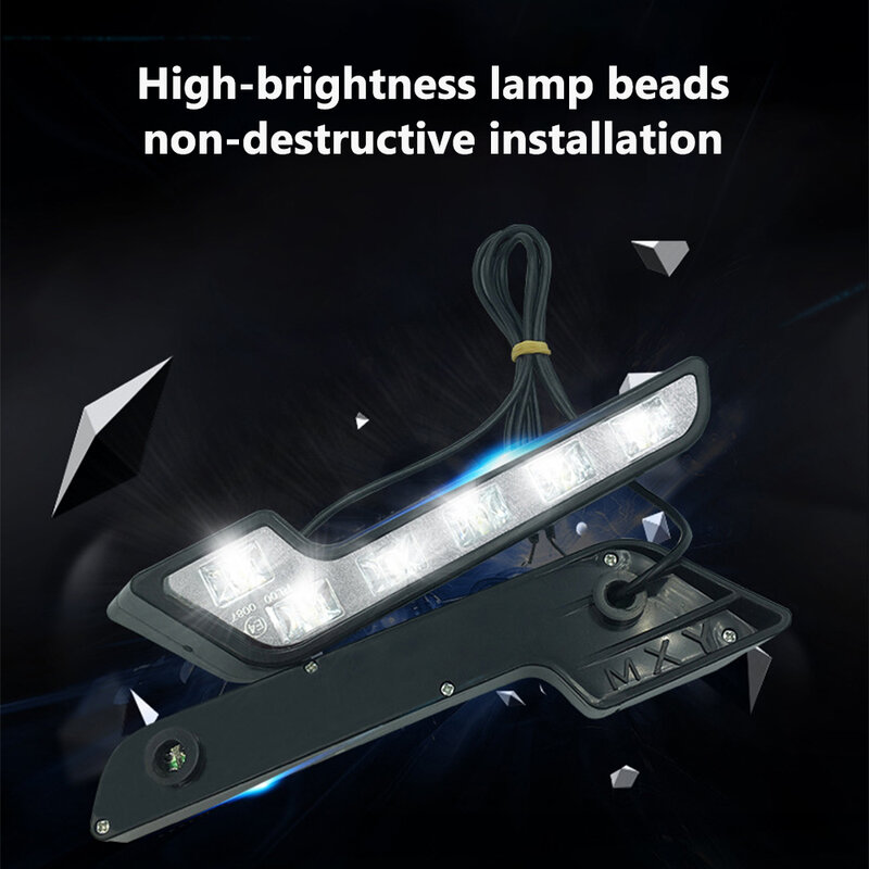 2 chiếc đèn LED chạy ban ngày cho xe hơi thông dụng đèn sương mù hình chữ L 6LED 12V Đèn Led Xe Hơi Chống Nước bền bỉ
