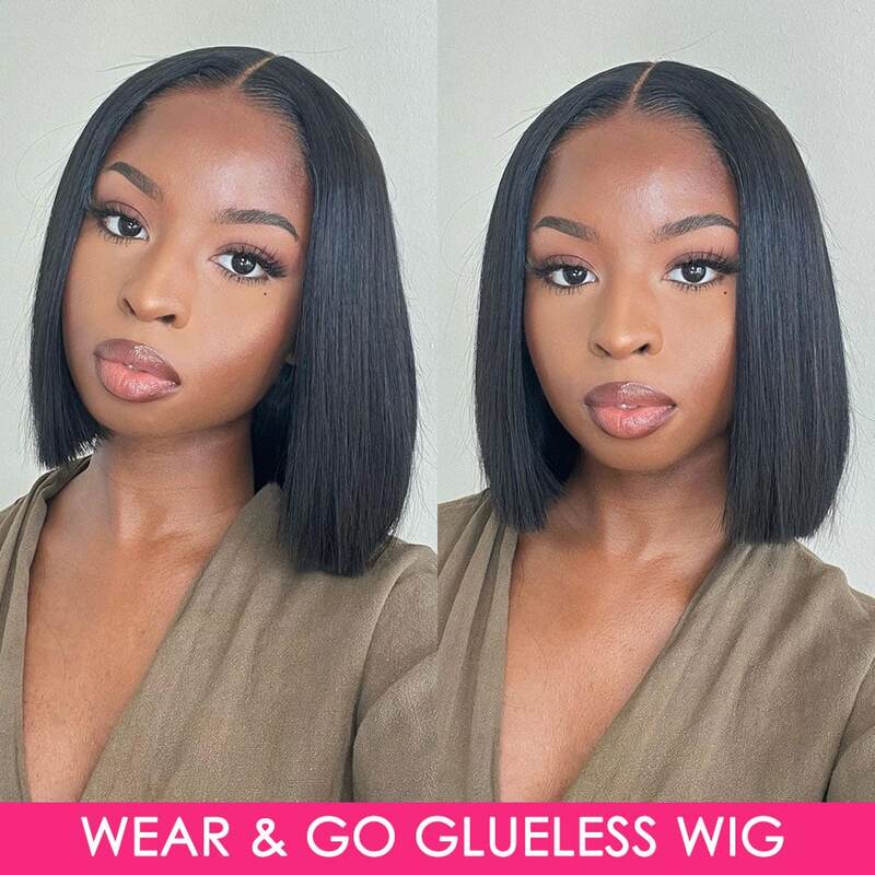 Wear And Go Bob Wigs For Women Human Hair 180% Straight Glueless Wig Ready To Go Human Hair Wigs Pre Cut Lace Air Wig Sale