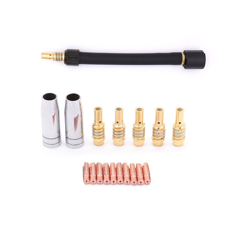 MB15 15AK Flexible Swan Neck Nozzle Tip Holder Tips 0.6 0.8 0.9 1.0mm MIG Torches Consumable 18PCS