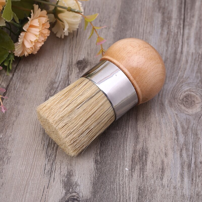 Natural Bristle Round Paint Brush for Painting, Waxing, DIY, Home Decors Dropship