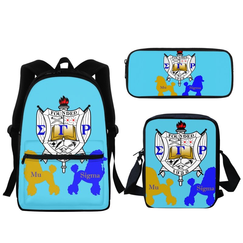 Hot Sale 3D Sigma Gamma Rho Student Backpack Fashion Laptop School Bag 3pcs/Set Poodle Pattern Boys Girls Kids Travel Backpack