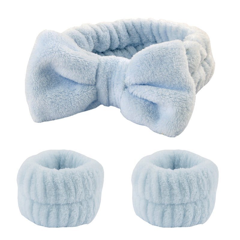 Wasch gesicht Stirnbänder für Frauen Korallen Fleece Manschette wasserdicht saugfähige Armbänder Stirnband Haarschmuck Set