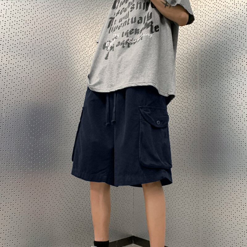 Шорты-карго мужские с большими карманами, повседневные мешковатые штаны в стиле Харадзюку, уличная одежда в японском стиле, E167, лето