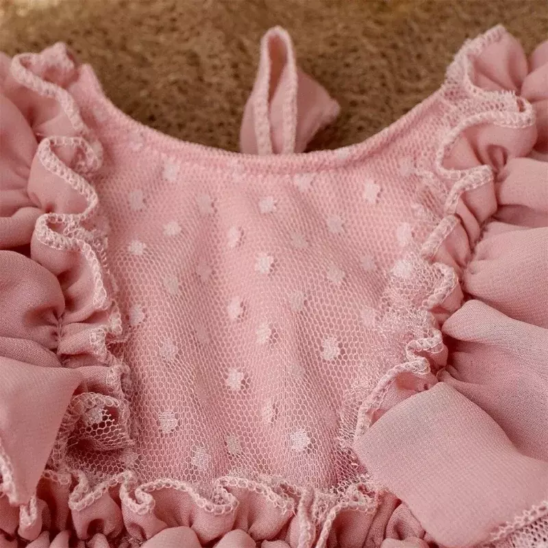 فستان دانتيل أنيق للفتيات حديثي الولادة ، بدلة جسم قصيرة الأكمام ، مجموعة ملابس أطفال ، مستلزمات تصوير ، 2 في كل مجموعة