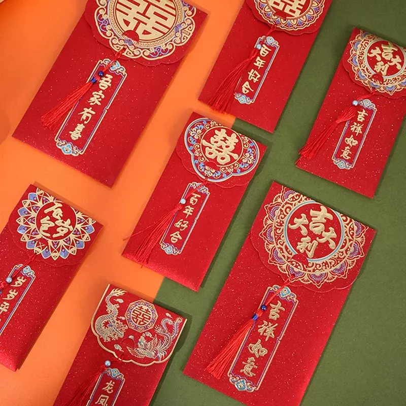 クラシックラッキーマネーポケットエンベロープ、スプリングフェスティバル、中国の新年の装飾、赤いギフト、2023