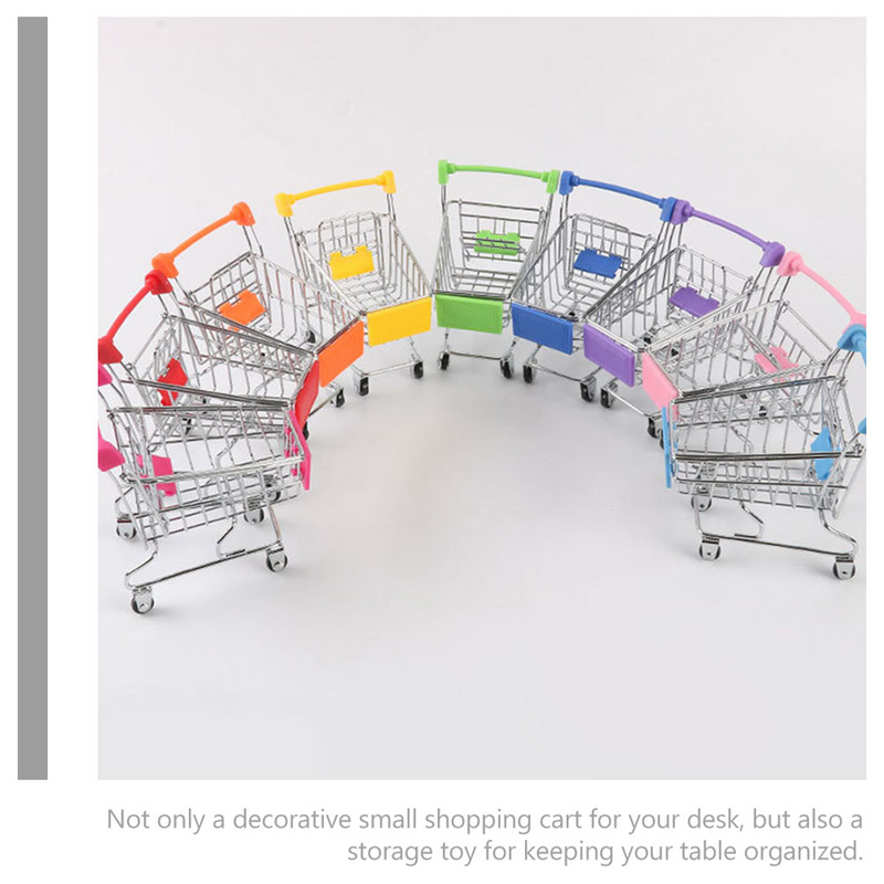 2 Pcs Desktop Mini Shopping Cart Child Toys Kidcraft Playset Plastic Small Supermarket Trolley