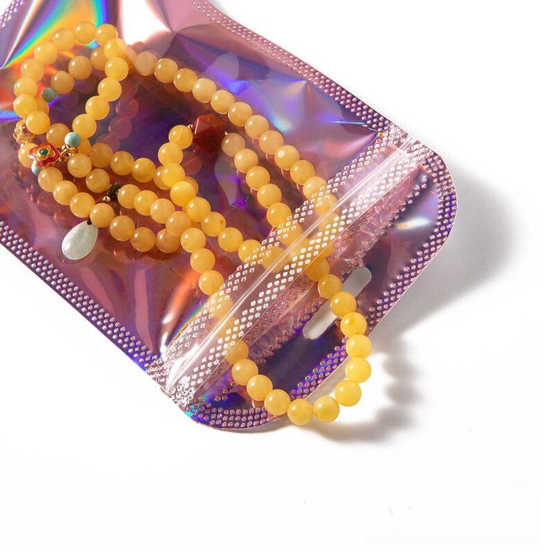 50 stücke holo graphische Laser taschen Beutel Reiß verschluss für Perlen Schmuck Lagerung Einzelhandel Klein unternehmen Verpackung liefert Veranstalter Material