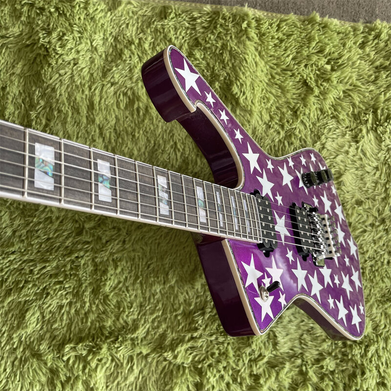 Frete Grátis Em Estoque Purple Iceman Guitarra Elétrica Inlay FR Bridge Rosewood Fretboard Guitars White Hardware Guitarra