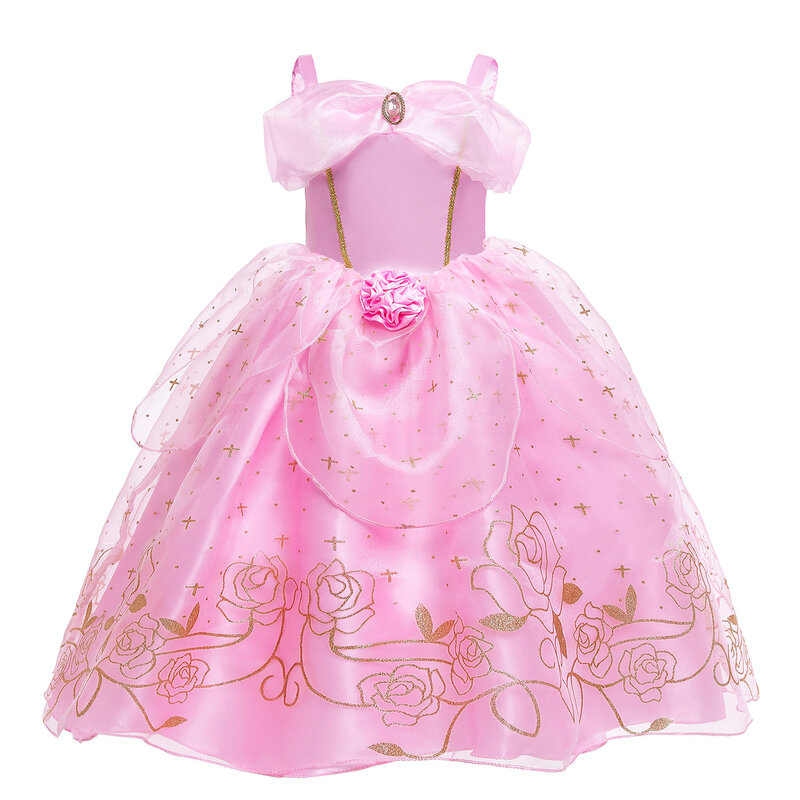 Vestido de princesa con flores para niños, novedad de 2024