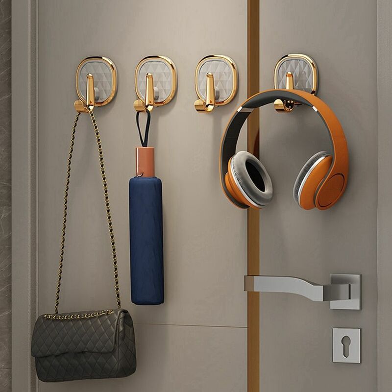 Free Punching Light Luxury Plastic Hook Adhesive Plastic Sticky Hook Waterproof Wall-mounted Key Storage Hook Home