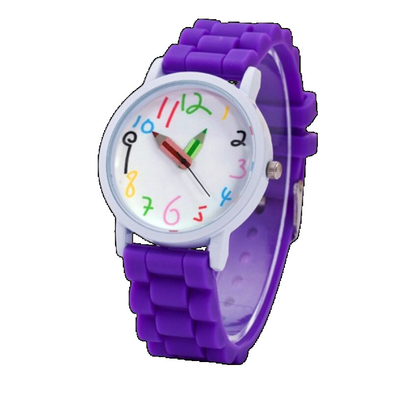 Reloj de silicona con puntero de lápiz para niños, relojes de pulsera de movimiento de cuarzo, relojes deportivos Unisex, relojes infantiles para niños y niñas