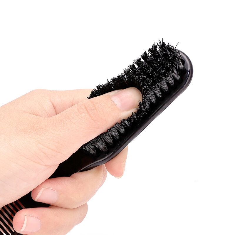 Мужская щетка для бороды 2 в 1 с пластиковой ручкой, мягкая щетка для чистки волос, Парикмахерская, винтажная, искусственная щетка для укладки усов