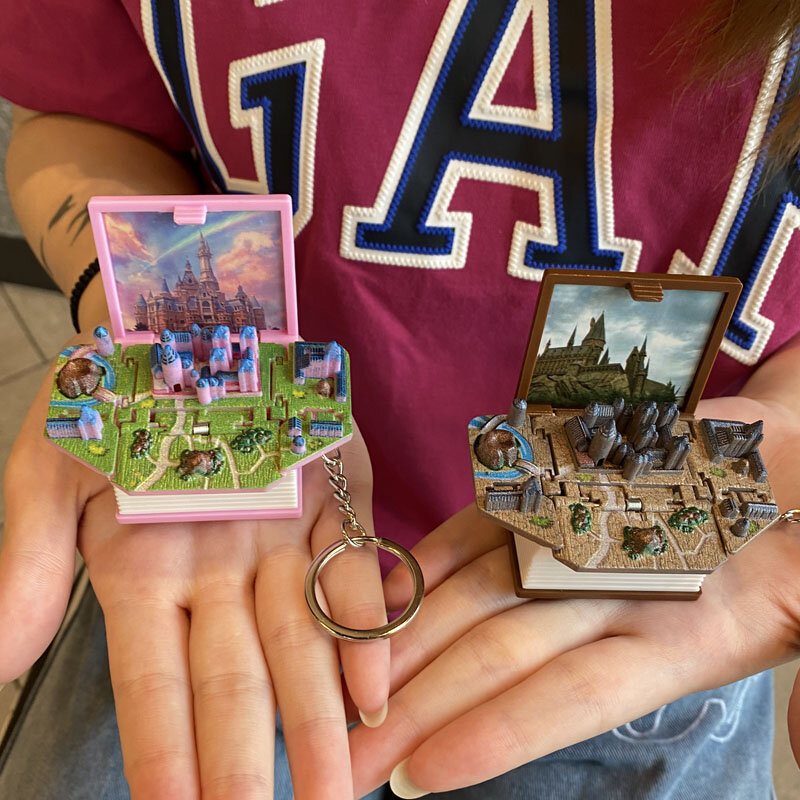 3D magische Burg Geheimnis versteckte Welt faltbare Buch Schlüssel bund Pop-up-Überraschung Pop Finger Handheld-Spiel Kinder Stress abbau Spielzeug
