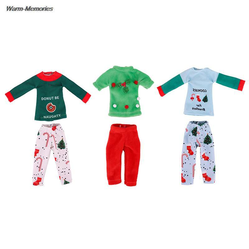 Set Pakaian Boneka untuk Rak Buku Natal Boneka Elf DIY Dekorasi Aksesori Anak-anak