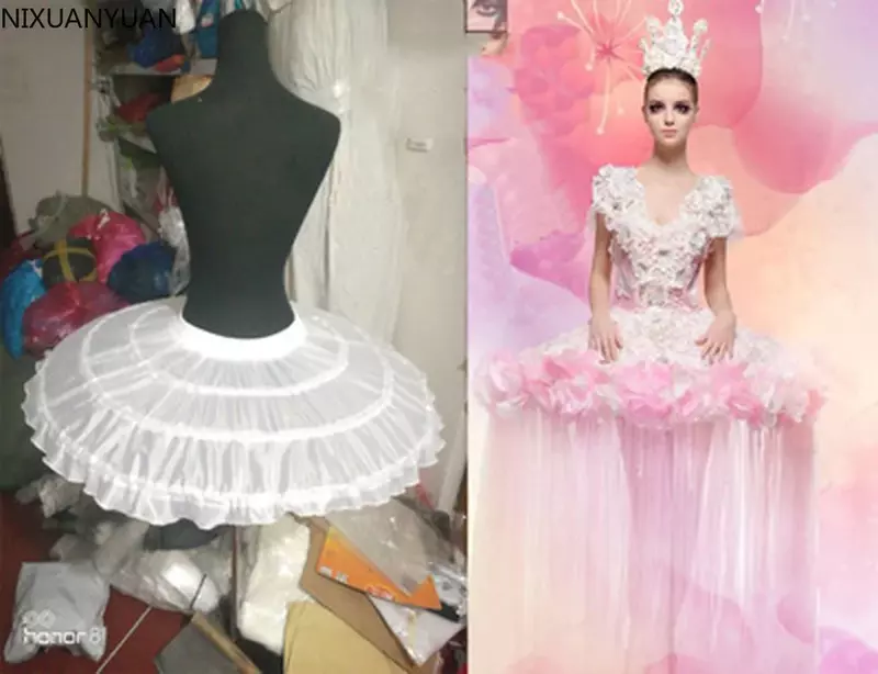 Rok Pendek dengan Tepi Renda untuk Gaun Pengantin Prom Wanita Rok Garis A Dalaman Rok Crinoline Pengantin 2023
