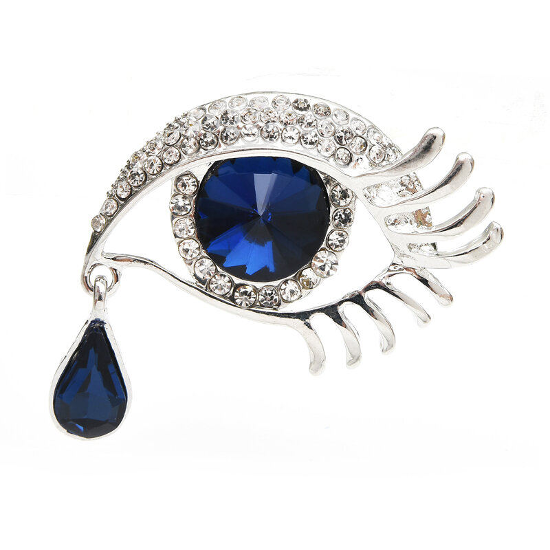 Waterdrop bros mata kristal Enamel, hadiah pin bros kasual Kantor mata 4 warna berlian imitasi untuk wanita