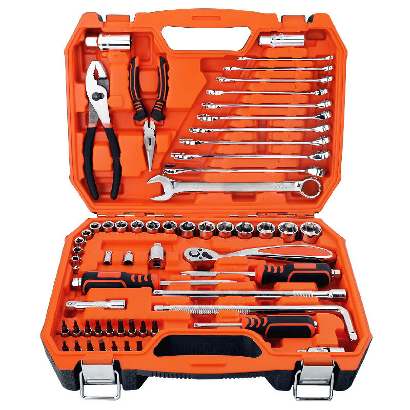 Hi-Spec-Kit de reparación de automóviles General 42 piezas, juego de herramientas manuales de reparación doméstica, llave inglesa 72T, destornillador de trinquete, broca con estuche, 1/4