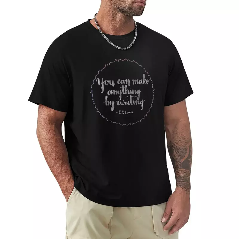 T-shirt imprimé de dessin animé "Anything By Writing" pour homme, vêtement de grande et grande taille avec image d'hélicoptère