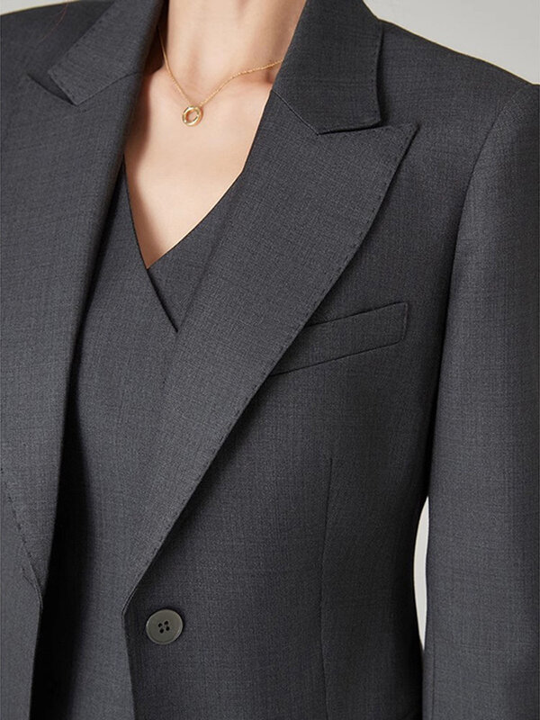 BVZW-elegante conjunto de 3 peças para mulheres, blazers de cintura recolhida, colete fino irregular, cintura alta, calças largas, roupas de primavera, 26D9017, 2022
