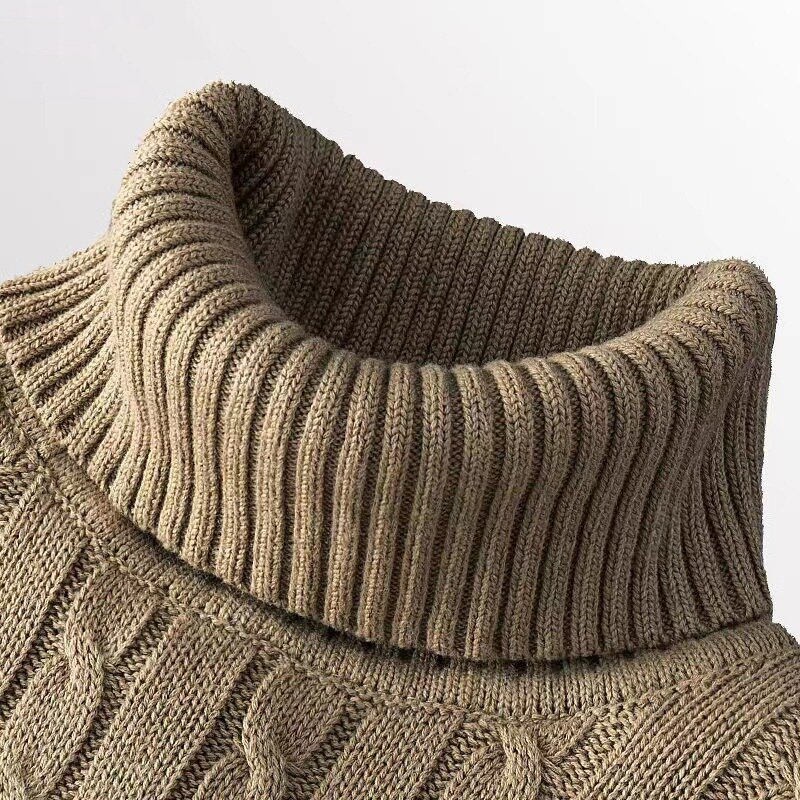 Осенне-зимний теплый свитер с воротником-хомутом, мужской повседневный вязаный пуловер с воротником-лодочкой, сохраняющий тепло мужской джемпер, вязаный шерстяной свитер