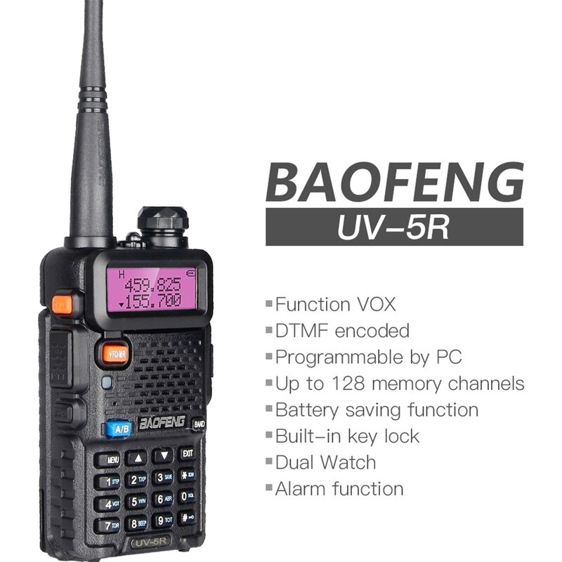 Baofeng UV 5R 전문 무선 양방향 라디오, VHF/UHF 듀얼 밴드 아마추어 휴대용 야외 휴대용 워키토키 CB 라디오